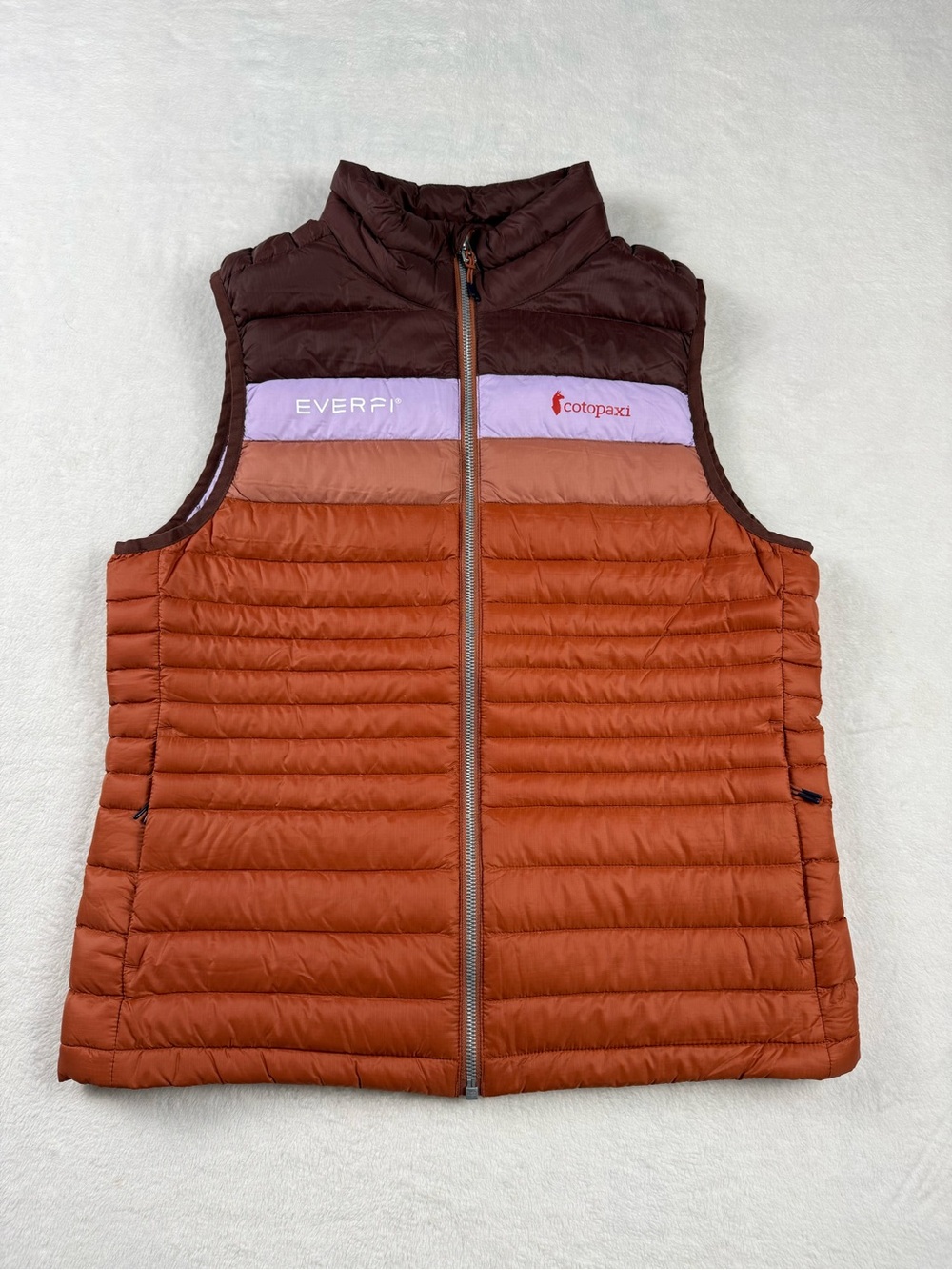 Cotopaxi Fuego Down Vest Lavender Colorblock Puffer Vest Women's Medium